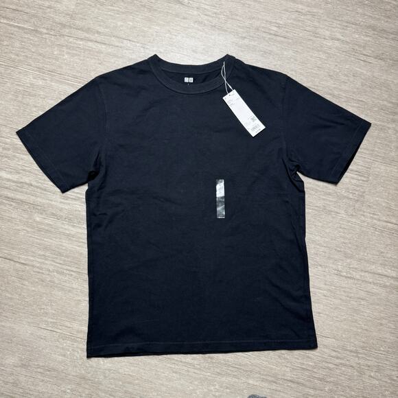 UNIQLO Blank Crew Neck Plain Black Shirt Short Sleeve NWT Men's L 100% Cotton - Picture 1 of 6